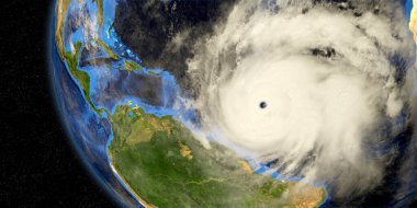 Uzay 3 boyutlu görüntüden Dünya Kasırgası. Bu görüntünün elementleri NASA tarafından döşenmiştir.