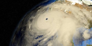 Uzay 3 boyutlu görüntüden Dünya Kasırgası. Bu görüntünün elementleri NASA tarafından döşenmiştir.