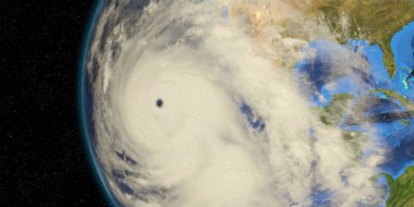 Genevieve Kasırgası 2020, uzaydan. Bu illüstrasyonun elementleri NASA tarafından döşenmiştir.