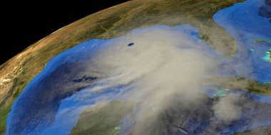 Uzaylı Laura Kasırgası. Son derece detaylı ve gerçekçi yüksek çözünürlüklü 3D çizimler. Bu görüntünün elementleri NASA tarafından döşenmiştir..