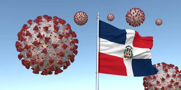 Coronavirus Con Bandera República Dominicana Renderizado — Foto de Stock