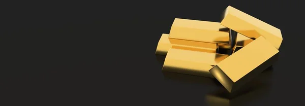 Gold Bars Realistic Rendering — Stock Photo, Image