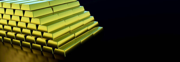 Gold Bars realistic 3d rendering