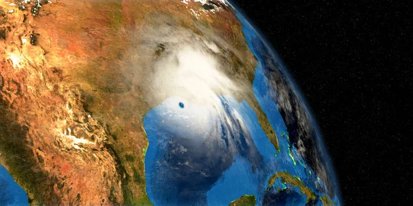 Huracán Laura Tocando Tierra Estados Unidos Disparo Desde Espacio Elementos — Foto de Stock