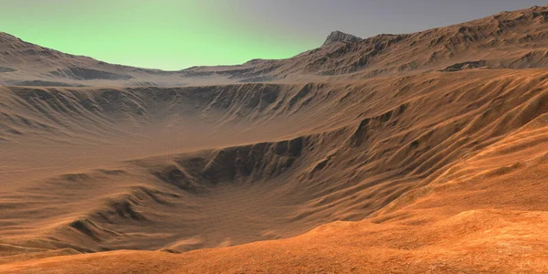 Αρειανό Τοπίο Κρατήρα Extremeley Λεπτομερή Και Ρεαλιστική Υψηλής Ανάλυσης Εικονογράφηση — Φωτογραφία Αρχείου