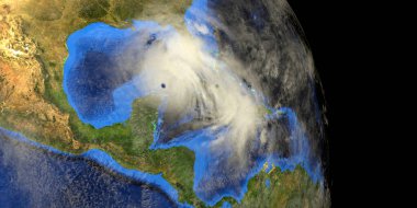 Marco ve Laura Kasırgası ABD 'ye yaklaşıyor. Dünyadan uzaya. Bu üç boyutlu illüstrasyonun elementleri NASA tarafından desteklenmektedir..