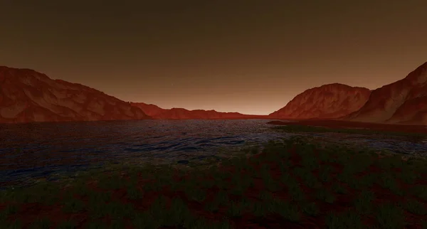 Terraforming Mars Jak Planeta Bardzo Szczegółowy Realistyczny Obraz — Zdjęcie stockowe
