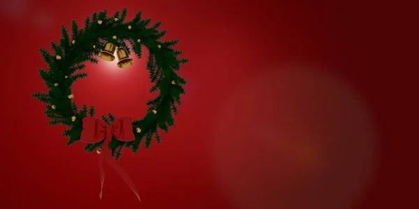 圣诞彩旗与圣诞花环 非常详细和现实的3D图像 — 图库照片