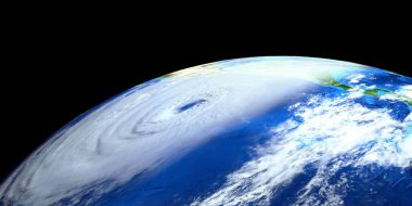 Son derece detaylı ve gerçekçi yüksek çözünürlüklü bir kasırga görüntüsü bize doğu sahilinden yaklaşıyor. Uzaydan çekilmiş. Bu görüntünün elementleri Nasa tarafından döşenmiştir.