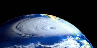 Son derece detaylı ve gerçekçi yüksek çözünürlüklü bir kasırga görüntüsü bize doğu sahilinden yaklaşıyor. Uzaydan çekilmiş. Bu görüntünün elementleri Nasa tarafından döşenmiştir.