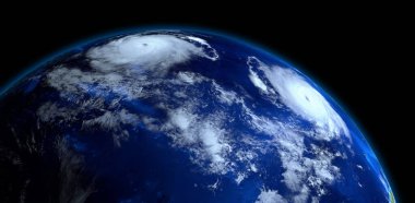 Tropikal Fırtına Erick Aşırı Detaylı ve gerçekçi yüksek çözünürlüklü 3D görüntü. Uzaydan çekilmiş. Bu görüntünün elementleri NASA tarafından döşenmiştir..