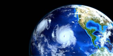 Tropikal Fırtına Erick Aşırı Detaylı ve gerçekçi yüksek çözünürlüklü 3D görüntü. Uzaydan çekilmiş. Bu görüntünün elementleri NASA tarafından döşenmiştir..