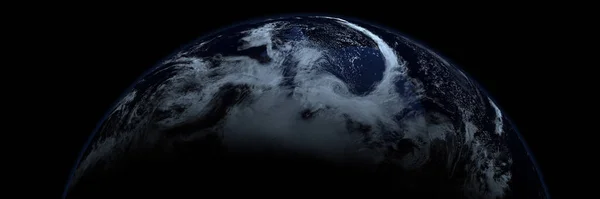 非常详细和现实的高分辨率3D在夜间对地球的迷惑 从太空拍的美国航天局提供了这一说明的要点 — 图库照片
