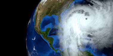 Kasırga Arthur Storm 3D görüntüsü. Bu görüntünün elementleri NASA tarafından döşenmiştir..