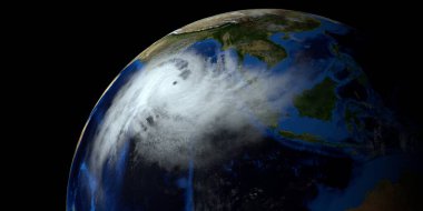 Süper Kasırga Amphan 3 boyutlu görüntü. Bu görüntünün elementleri NASA tarafından döşenmiştir..