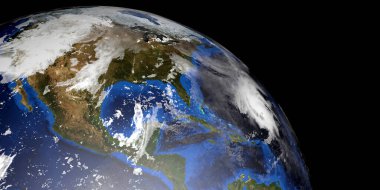 Son derece detaylı ve gerçekçi yüksek çözünürlüklü 3 boyutlu bir kasırga. Dünyadan Uzaya. Bu görüntünün elementleri NASA tarafından döşenmiştir.