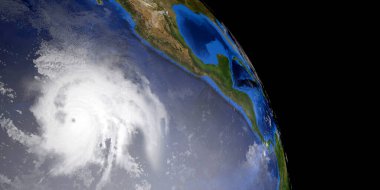 Kiko Kasırgası son derece detaylı ve gerçekçi yüksek çözünürlüklü 3D görüntü. Uzaydan çekilmiş. Bu görüntünün elementleri NASA tarafından döşenmiştir..