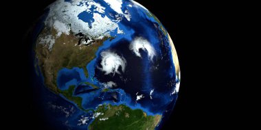 Son derece detaylı ve gerçekçi yüksek çözünürlüklü bir kasırga görüntüsü. Uzaydan çekilmiş. Bu görüntünün elementleri Nasa tarafından döşenmiştir.