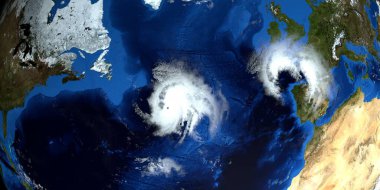 Son derece detaylı ve gerçekçi yüksek çözünürlüklü bir kasırga görüntüsü. Uzaydan çekilmiş. Bu görüntünün elementleri Nasa tarafından döşenmiştir.