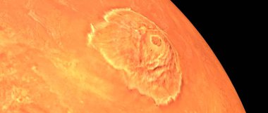 Mars Olympus Mons Vulcano. Realistic 3d image. Shot from Space. Elements of this image are furnished by NASA. clipart