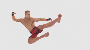 Erkek mma kickbox mma Fighter illüstrasyonu