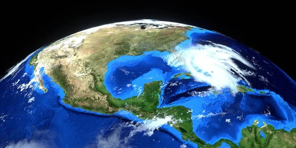 Dorian Kasırgası son derece detaylı ve gerçekçi yüksek çözünürlüklü 3D görüntü. Uzaydan çekilmiş. Bu görüntünün elementleri NASA tarafından döşenmiştir..