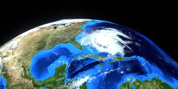 Εξαιρετικά Λεπτομερής Και Ρεαλιστική Υψηλής Ανάλυσης Εικόνατου Τυφώνα Dorian Πλησιάζει — Φωτογραφία Αρχείου