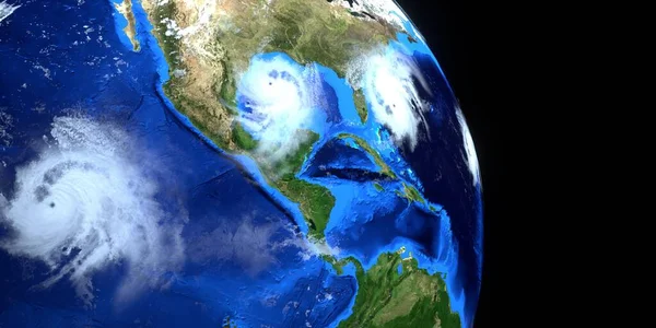Immagini Alta Risoluzione Estremamente Dettagliate Realistiche Uragani Multipli Che Avvicinano — Foto Stock