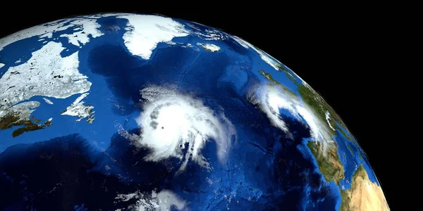 非常详细和现实的飓风高分辨率3D图像 从太空拍的这张照片的内容由美国国家航空航天局提供 — 图库照片