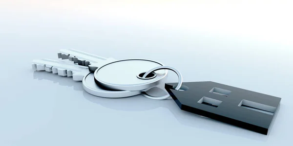Key House Keychain New Home Extremely Detailed Realistic Image — Stock Photo, Image
