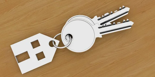 Key House Keychain New Home Extremely Detailed Realistic Image — Stock Photo, Image