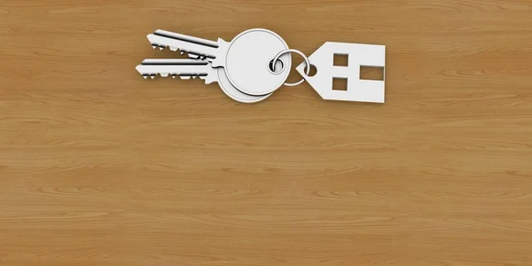 Key House Keychain New Home Extremely Detailed Realistic Image — Stock Photo, Image