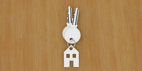 Key House Keychain New Home Extremely Detailed Realistic Image — Stock Photo, Image