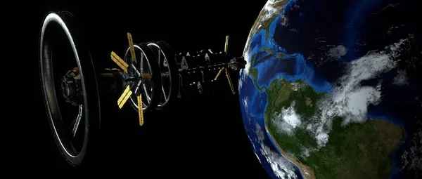 우주선은 근처에 세밀하고 현실적 이미지를 가지고 의요인들은 Nasa — 스톡 사진