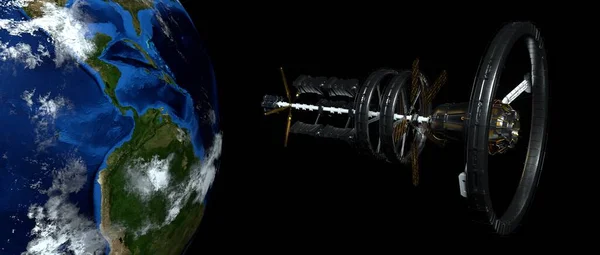 우주선은 근처에 세밀하고 현실적 이미지를 가지고 의요인들은 Nasa — 스톡 사진