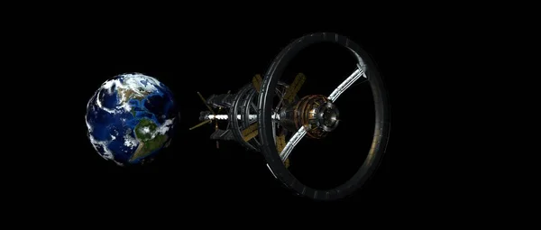 Space Station Ship Earth Extremely Detailed Realistic Image Elements Illustration — Stock Photo, Image