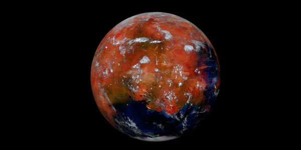 Terraforming Mars Imagem Alta Resolução Extremamente Detalhada Realista Tiro Espaço — Fotografia de Stock