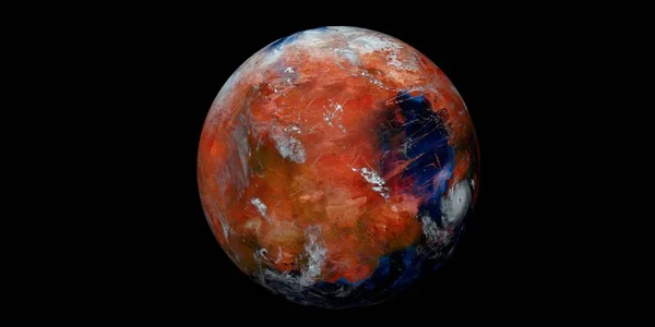 Terraforming Mars Imagem Alta Resolução Extremamente Detalhada Realista Tiro Espaço — Fotografia de Stock