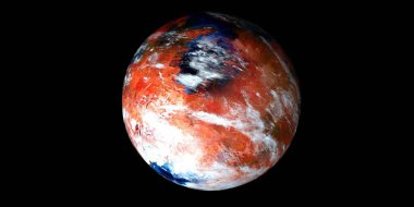 Water on Mars like Planet. Shot from space. Elements of this illustration are furnished by NASA clipart