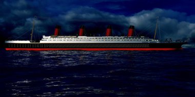 Son derece detaylı ve gerçekçi yüksek çözünürlüklü eski yolcu gemisi Titanik 'in 3 boyutlu görüntüsü