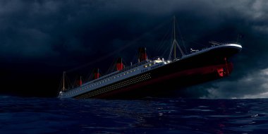 Son derece detaylı ve gerçekçi yüksek çözünürlüklü eski yolcu gemisi Titanik 'in 3 boyutlu görüntüsü
