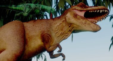 Son derece detaylı ve gerçekçi yüksek çözünürlüklü Jurasik dönemde soyu tükenmiş bir dinozorun 3D görüntüsü