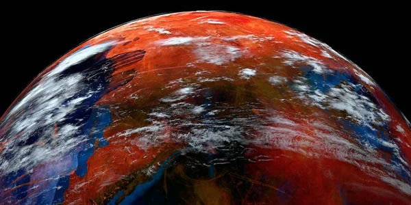 Water on Mars like Planet. Shot from space. Elements of this illustration are furnished by NASA