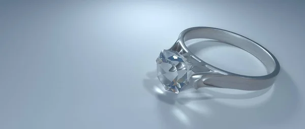 ダイヤモンドリングの非常に詳細かつ現実的な高解像度3D画像 — ストック写真