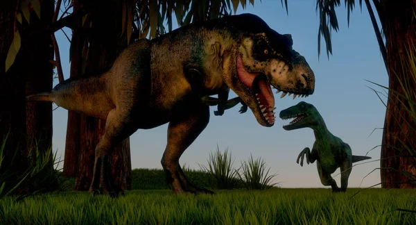 侏罗纪灭绝恐龙的非常详细和现实的高分辨率3D图像 — 图库照片