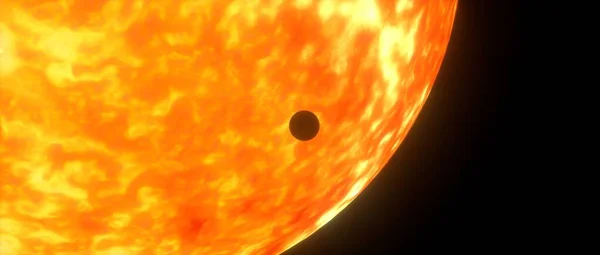 Venus with the sun in the background. Realistic 3d render