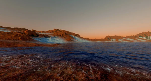 Víz Marson Mint Planet Shot Space Rendkívül Részletes Reális Kép — Stock Fotó