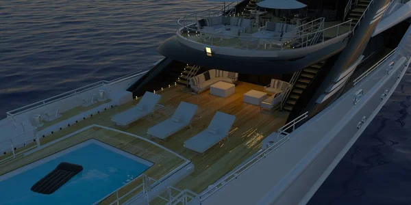 Extremely detailed and realistic high resolution 3D illustration of a Super Yacht  - Illustration