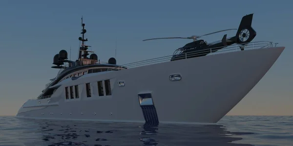 Illustration Haute Résolution Extrêmement Détaillée Réaliste Super Yacht Illustration — Photo