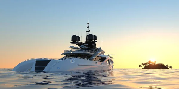 Extremely Detailed Realistic High Resolution Photorealistic Image Luxury Super Yacht — Stock Photo, Image